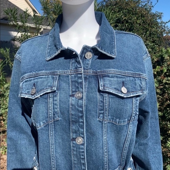 NWT Hudson Button Down Tie Waist Grommet Detail Denim Dress - Picture 6 of 15